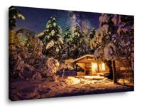 Schilderij Winterlandschap met sterren 80 x 60 cm