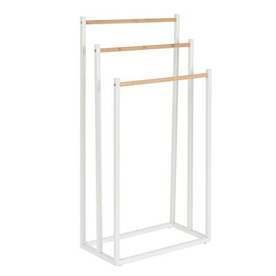 ITEM Handdoeken ophangrek - bamboe - wit - 3 stangen - droogrek - L45xB22xH85 cm