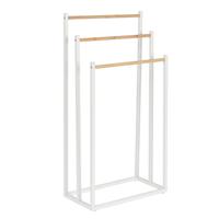 ITEM Handdoeken ophangrek - bamboe - wit - 3 stangen - droogrek - L45xB22xH85 cm