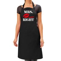 Mrs Always Right kus cadeau schort zwart voor dames - Feestschorten