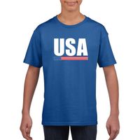 Blauw USA / Amerika supporter t-shirt voor kinderen