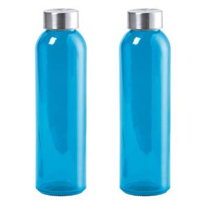 Waterfles/drinkfles AQUAMAN - 4x - glas - Blauw - met RVS dop - 500 ml - Sportfles - Bidon