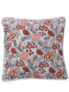 Anke Drechsel coussin en velours à fleurs brodées - Bleu