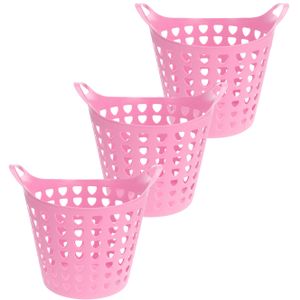 Flexibele wasmand - 3x - roze - 26 liter - kunststof - 40 x 42 cm