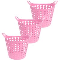 Flexibele wasmand - 3x - roze - 26 liter - kunststof - 40 x 42 cm - thumbnail