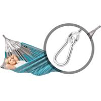 Tweepersoons hangmat met bevestiging - 350x160cm - BlauwGroen - 160kg draagkracht- 100% katoen - binnen & buiten