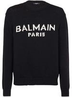 Balmain pull à logo imprimé - Bleu