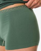 HEMA Damesboxer naadloos micro met kant donkergroen (donkergroen)