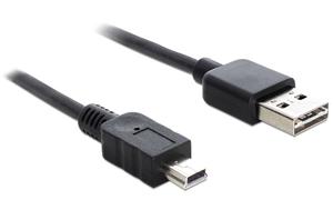 Delock USB-kabel USB 2.0 USB-A stekker, USB-mini-B stekker 5.00 m Zwart Stekker past op beide manieren, Vergulde steekcontacten, UL gecertificeerd 83365