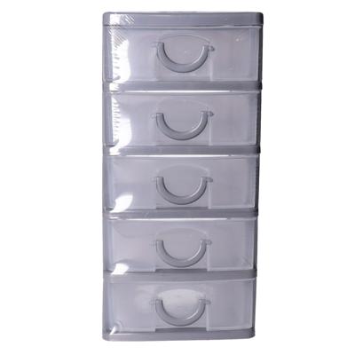 Klein ladeblokje - met 5 lades - transparant/grijs - 9 x 13 x 19 cm - kunststof - opberglades