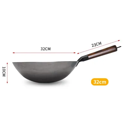 ForgePro - Handgesmede Pure IJzeren Wok met Houten Handvat