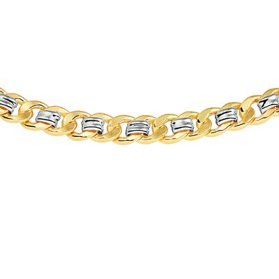 Ketting Zilgold Geslepen Gourmetschakel geel- en witgoud-zilveren kern 6,2 mm