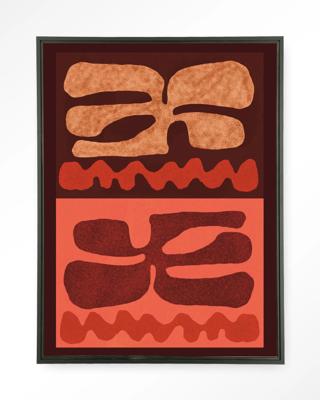 Urban Cotton Wandkleed 'Groovy Neutral' 110 x 145cm in Floating Frame - black