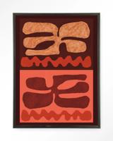 Urban Cotton Wandkleed 'Groovy Neutral' 110 x 145cm in Floating Frame - black