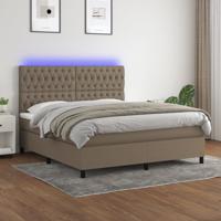 Boxspring met matras en LED stof taupe 180x200 cm