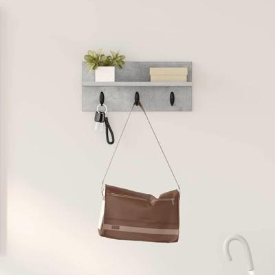 Wandgemonteerde kapstok met plank Betongrijs 40 x 10.5 x 18 cm