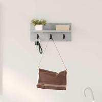 Wandgemonteerde kapstok met plank Betongrijs 40 x 10.5 x 18 cm