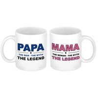 Papa en mama the legend mok - Cadeau beker set voor Papa en Mama   - - thumbnail