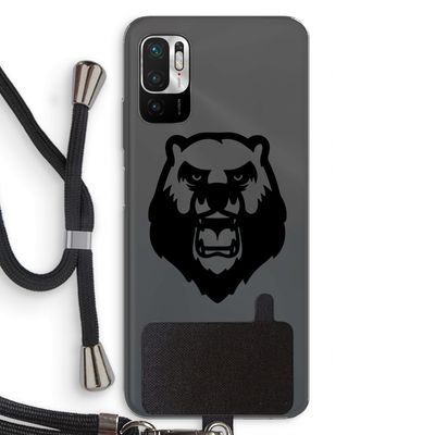 Angry Bear (black): Xiaomi Redmi Note 10 5G Transparant Hoesje met koord