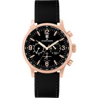 Horlogeband Jacques Lemans 1-1259 Leder Zwart 21mm