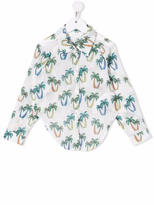 Palm Angels Kids chemise nouée à imprimé graphique - Blanc