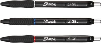 Sharpie S-gel roller, medium punt, blister van 3 stuks, blauw