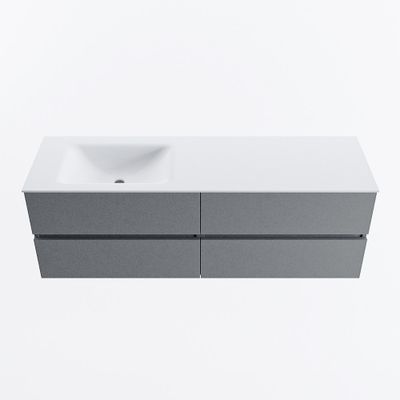 MONDIAZ VICA 150cm badmeubel onderkast Plata 4 lades. Wastafel CLOUD links zonder kraangat, kleur Talc.
