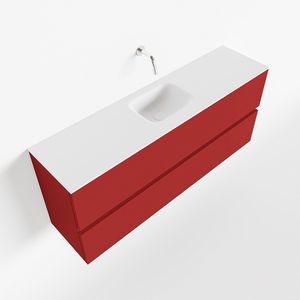 Toiletmeubel Mondiaz Ada | 120 cm | Meubelkleur Fire | Lex wastafel Talc Midden | Zonder kraangat