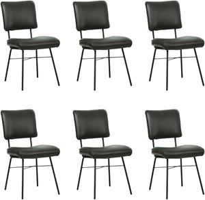 Set van 6 Leren eetkamerstoelen Solid - Echt leer, Industrieel, Comfortabel en kies uit meer dan 150+ kleuren - Ontdek de Vele Leersoorten en Kleuren bij ShopX