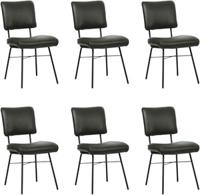 Set van 6 Leren eetkamerstoelen Solid - Echt leer, Industrieel, Comfortabel en kies uit meer dan 150+ kleuren - Ontdek de Vele Leersoorten en Kleuren bij ShopX