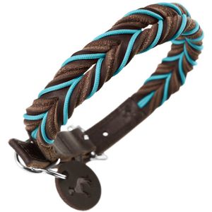 Hunter Solid Education Bruin, Turkoois Leer S-M Hond Standaard halsband