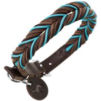 Hunter Solid Education Bruin, Turkoois Leer S Hond Standaard halsband - thumbnail