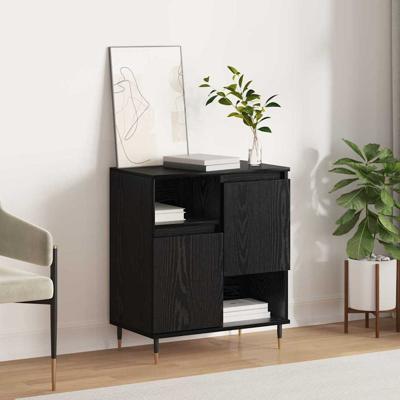 Dressoir Zwart eiken 60 x 35 x 70 cm Bewerkt hout