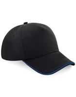 Beechfield CB25c Authentic 5 Panel Cap - Piped Peak - Black/Bright Royal - One Size
