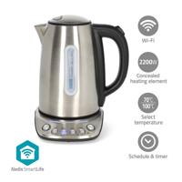 Nedis SmartLife Waterkoker | Wi-Fi | 1.7 l | Roestvrij Staal | 70,80,90,100 °C | Temperatuurindicator | 360 graden draaibaar | Verborgen Nedis SmartLife Waterkoker | Wi-Fi | 1.7 l | Roestvrij Staal | 70,80,90,100 °C | Temperatuurindicator | 360 graden draaibaar | Verborgen