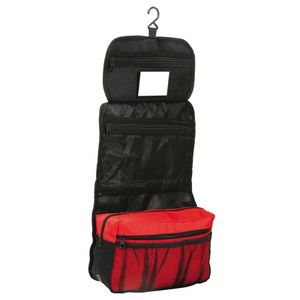 Hangende toilettas/make-up tas zwart/rood 27 cm heren/dames