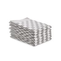 Luxe theedoeken set - 6 stuks - 50x70 - blokpatroon - geblokt - horeca ruit - grijs