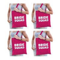 6x Bride Squad vrijgezellenfeest tasje roze/ goodiebag dames - thumbnail