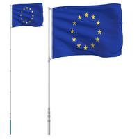 vidaXL Vlag met vlaggenmast Europa 5,55 m aluminium - thumbnail