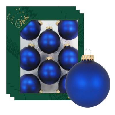 Krebs Kerstballen - 24x st - kobalt blauw - mat - glas - 7 cm - kerstversiering Krebs Kerstballen - 24x st - kobalt blauw - mat - glas - 7 cm - kerstversiering