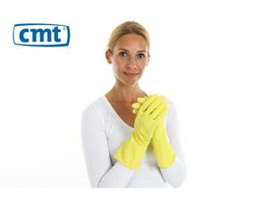 CMT Huishoudhandschoen rubber geel maat L (1 Paar)