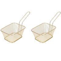 4x Gouden patat/snack serveermandjes/frituurmandjes 24 cm