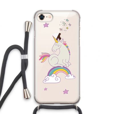 Regenboog eenhoorn: iPhone 8 Transparant Hoesje met koord