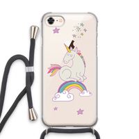 Regenboog eenhoorn: iPhone 8 Transparant Hoesje met koord