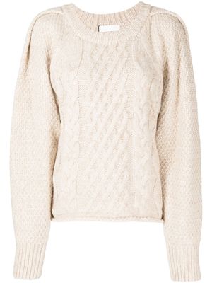 Low Classic pull en maille torsadée à encolure ronde - Tons neutres