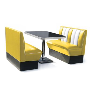 2 x Classic Dinerbooth Geel + Tafel