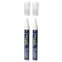 6x Witte watervaste krijtstift platte punt 2-6 mm