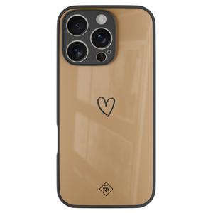 iPhone 16 Pro glazen hardcase - Hart bruin