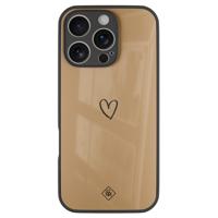 iPhone 16 Pro glazen hardcase - Hart bruin