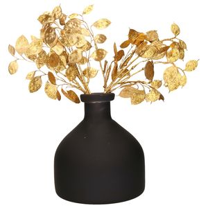 Decoratie vaas zwart D18 cm - incl. glitter takken goud 2x st - H40 cm